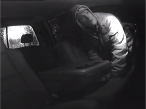 A man gets caught on camera allegedly breaking into a bait car in Chilliwack.