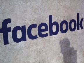 A logo for Facebook, the global social media giant, on display in a start-up companies gathering in Paris in January 2017.