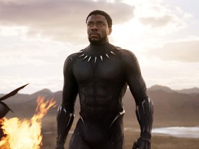 This image released by Disney and Marvel Studios' shows Chadwick Boseman in a scene from "Black Panther." (Marvel Studios/Disney via AP) ORG XMIT: NYET702