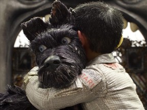 This image released by Fox Searchlight Pictures shows the character Chief, voiced by Bryan Cranston in a scene from Isle of Dogs.