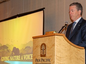 BC mining magnate Ross Beaty delivers a short address at the luncheon to honour his philanthropy in Africa