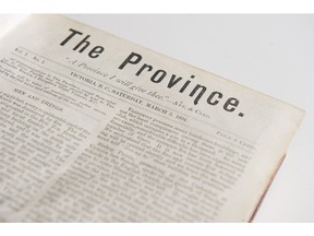 The first edition of the first Province newspaper came out 124 years ago.