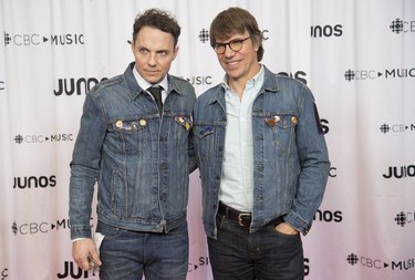 Mike and Pat Downie, brothers of the late Gord Downie are seen at the Juno Gala Dinner and Awards show in Vancouver, Saturday, March, 24, 2018.