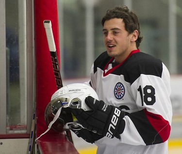 Canadian Olympian Mark McMorris joins Juno Cup players for a practice at the Bill Copeland Sports Centre in Burnaby on March 22, 2018.