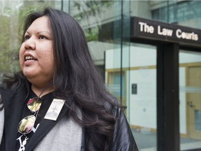 Ida Manuel comments outside B.C. Supreme Court as Kinder Morgan protesters make their first court appearance: 'Canada has no jurisdiction. … That's not legal what just happened in there.'