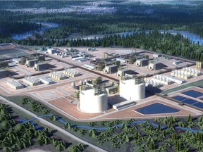 A rendering of the south-west side of LNG Canada proposed for Kitimat.