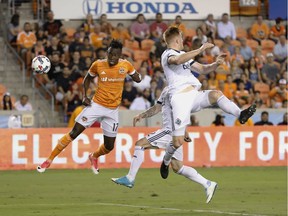 Houston Dynamo forward Alberth Elis scores 15 minutes into last season's game against the Vancouver Whitecaps in Houston. The Dynamo won 2-1, keeping their undefeated home record against the Whitecaps intact.