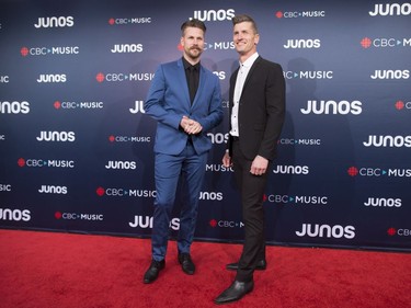 Brothers Curtis, left, and Brad Rempel, who make up the duo High Valley, arrive on the red carpet at the Juno Awards in Vancouver, Sunday, March, 25, 2018.