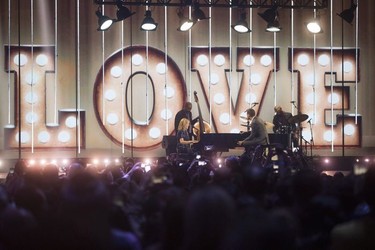 Michael Buble and Diana Krall perform at the Juno Awards in Vancouver, Sunday, March, 25, 2018.