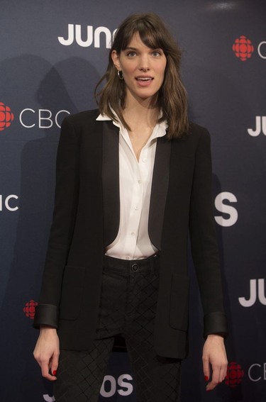 Charlotte Cardin arrives on the red carpet at the Juno Awards in Vancouver, Sunday, March, 25, 2018.