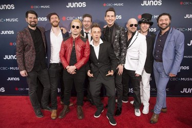 Members of Five Alarm Funk arrive on the red carpet at the Juno Awards in Vancouver, Sunday, March, 25, 2018.