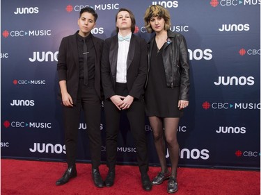 Caveboy arrives on the red carpet at the Juno Awards in Vancouver, Sunday, March, 25, 2018.