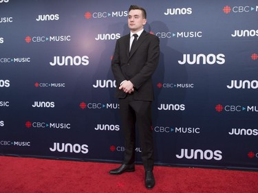 Riley Bell arrives on the red carpet at the Juno Awards in Vancouver, Sunday, March, 25, 2018.
