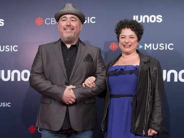Matt Sobb, of Monkeyjunk, arrives on the red carpet at the Juno Awards in Vancouver, Sunday, March, 25, 2018.