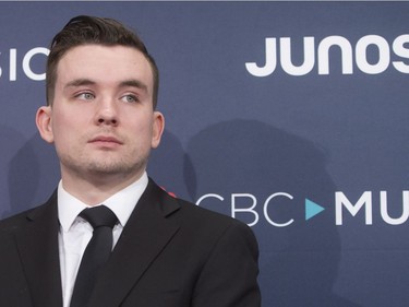 Riley Bell arrives on the red carpet at the Juno Awards in Vancouver, Sunday, March, 25, 2018.