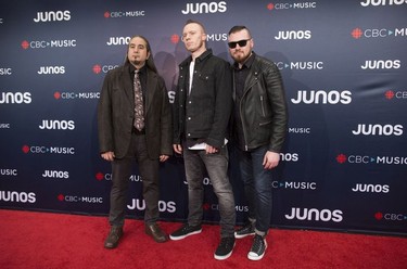 Members of Longhouse arrive on the red carpet at the Juno Awards in Vancouver, Sunday, March, 25, 2018.