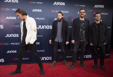 The Franklin Electric arrives on the red carpet at the Juno Awards in Vancouver, Sunday, March, 25, 2018.
