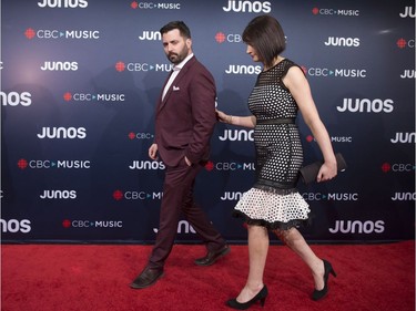 Andrew Stanland arrives on the red carpet at the Juno Awards in Vancouver, Sunday, March, 25, 2018.