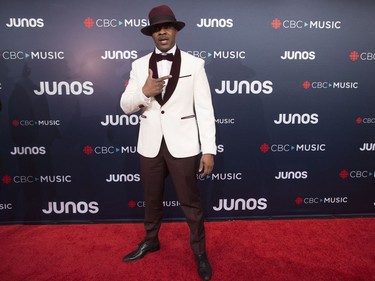 Maestro Fresh Wes arrives on the red carpet at the Juno Awards in Vancouver, Sunday, March, 25, 2018.
