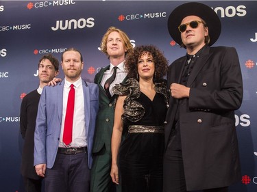 Arcade Fire are seen during arrivals for the 2018 Juno Awards, in Vancouver on Sunday, March 25, 2018.