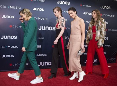 The Beaches arrive on the red carpet at the Juno Awards in Vancouver, Sunday, March, 25, 2018.