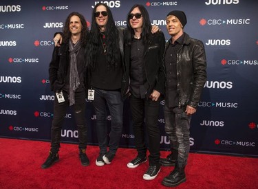 Members of the band Toque are seen during arrivals for the 2018 Juno Awards, in Vancouver on Sunday, March 25, 2018.