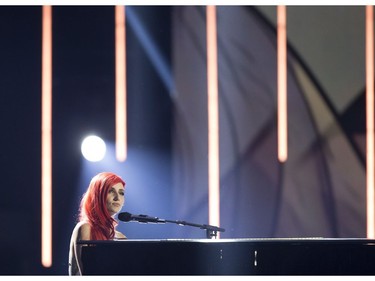 Lights performs at the Juno Awards in Vancouver, Sunday, March, 25, 2018.