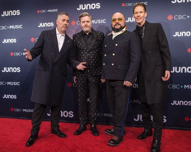 The Barenaked Ladies are seen during arrivals for the 2018 Juno Awards, in Vancouver on Sunday, March 25, 2018.