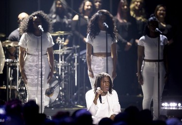 Daniel Caesar performs at the Juno Awards in Vancouver, Sunday, March, 25, 2018.