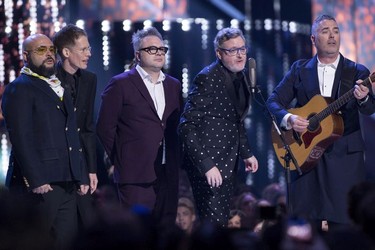 The Barenaked Ladies perform following their Juno win for the Canadian Hall of Fame at the Juno Awards in Vancouver, Sunday, March, 25, 2018.