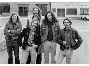 Peter McCulloch (the tall guy in the back row) poses with members of the Out to Lunch Bunch on Oct. 30, 1972. The other people in the photo are (L-R) Michael Williams, Michael Deakin, Davy Longworth and Dan Clemens. The photo was part of Michael de Courcy's Background/Vancouver, An Artist's View of the City, October 30, 1972. On that day de Courcy with the assistance of three artist friends took 360 photos in Vancouver, which were placed into a mosaic that was shown at the Vancouver Art Gallery.