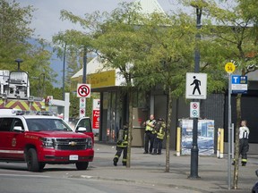 Surrey, BC: September 23, 2017 -- A fire at the Hockey Shop Source for Sports caused a transit shutdown at the Surrey Central Skytrain station and bus loop for much of the day Saturday, September 24, 2017. The North Surrey Recreation Centre was also closed due to smoke concerns, causing the cancellation of services and denying the rink to hockey teams scheduled to use the facility.