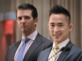 FILE PHOTO - Kim Joo Tiah with Donald Trump Jr., Executive Vice President of the Trump Organization at the opening of the Trump Internation Hotel and Tower in Vancouver, BC., February 28, 2017.