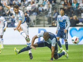 Whitecap Kendall Waston couldn't stop Montreal Impact Ignacio Piatti from scoring during the season opener in 2016.