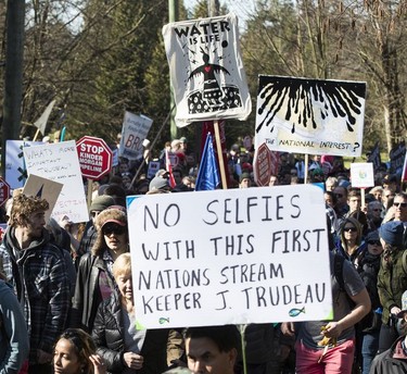 Thousands protest the Kinder Morgan pipeline expansion in Burnaby on March 10, 2018.