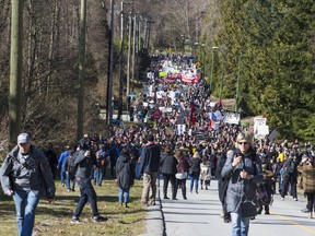 Thousands protest Kinder Morgan pipeline expansion in Burnaby, March 10, 2018.