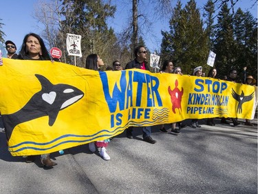 Thousands protest the Kinder Morgan pipeline expansion in Burnaby on March 10, 2018.