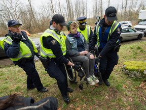 Protesters are arrested at the gates of Kinder Morgan facilities in Burnaby last month.
