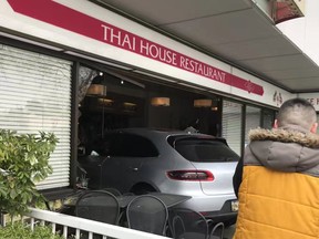 A Porsche SUV crashed into Richmond's Thai House Restaurant on Wednesday.