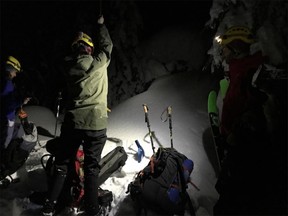 North Shore Rescue field teams reach the subject in Montizambert Creek and will be heading back out once he is warmed and rehydrated.