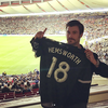 Chris Hemsworth received a Whitecaps jersey at BC Place on Saturday.