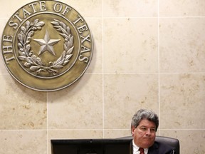 Tarrant County District Judge George Gallagher presides over a hearing at the Collin County courthouse on Tuesday, Dec. 1, 2015, in McKinney, Texas.