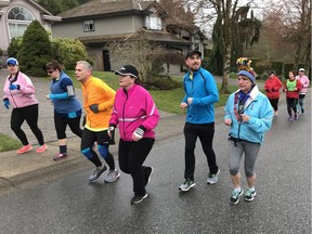 Members of the W.C. Blair Sun Run InTraining Clinic worked some hills in Langley on Saturday, March 24, and will do more next week as the countdown to the 34th annual Vancouver Sun Run continues. The Sun Run is set for Sunday, April 22.