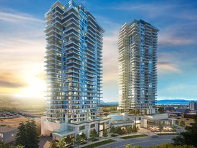 ONE Water Street comprises two residential highrises — one 29 storeys, one 36 — steps from Okanagan Lake. Some 190 homes have sold in the East Tower, but presales will begin soon in the West Tower.