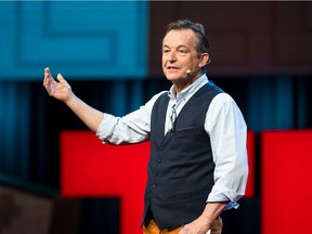 Host Chris Anderson speaks at TED2018.
