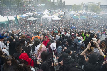 Cannabis enthusiasts light up at Sunset Beach for the annual 4/20 protest in Vancouver.