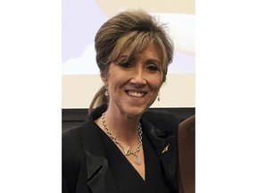 This March 20, 2017 photo provided by Kevin Garber at MidAmerica Nazarene University in Olathe, Kan., shows Tammie Jo Shults, one of the pilots of a Southwest Airlines twin-engine Boeing 737 bound from New York to Dallas that made an emergency landing at the Philadelphia International Airport after the aircraft blew one of its engines Tuesday, April 17, 2018.