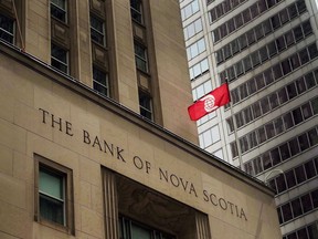 The Bank of Nova Scotia building is shown in the financial district in Toronto on Tuesday, August 22, 2017.