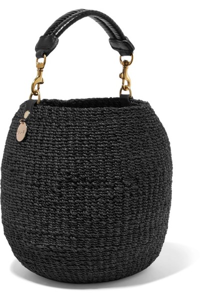 Clare V. Pot De Miel Chequered Basket Bag in Black