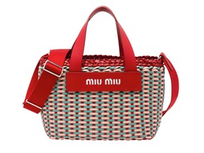 Miu Miu woven basket bag, $1470 at Holt Renfrew, holtrenfrew.com.